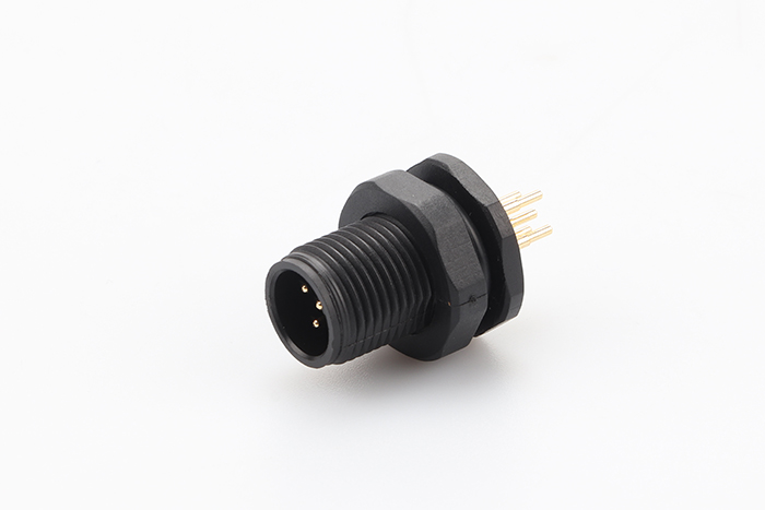 M12法蘭板前式PCB板接塑料公航空插座